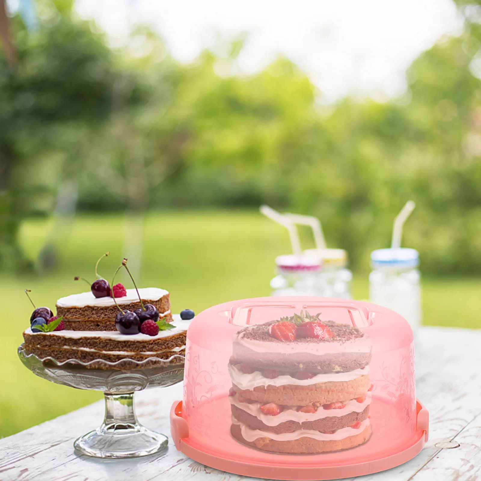 1 Pezzo Scatola Trasparente in Plastica per Torte, Contenitore Portatile con Chiusura per Torte Rotonde, Conservazione Alimenti, Grado Alimentare, Ecologico