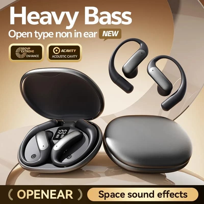 Cuffie Open-Ear M129, Auricolari TWS True Wireless Bluetooth 5.4 con Gancio per Orecchio, per Sport/Allenamento/Palestra