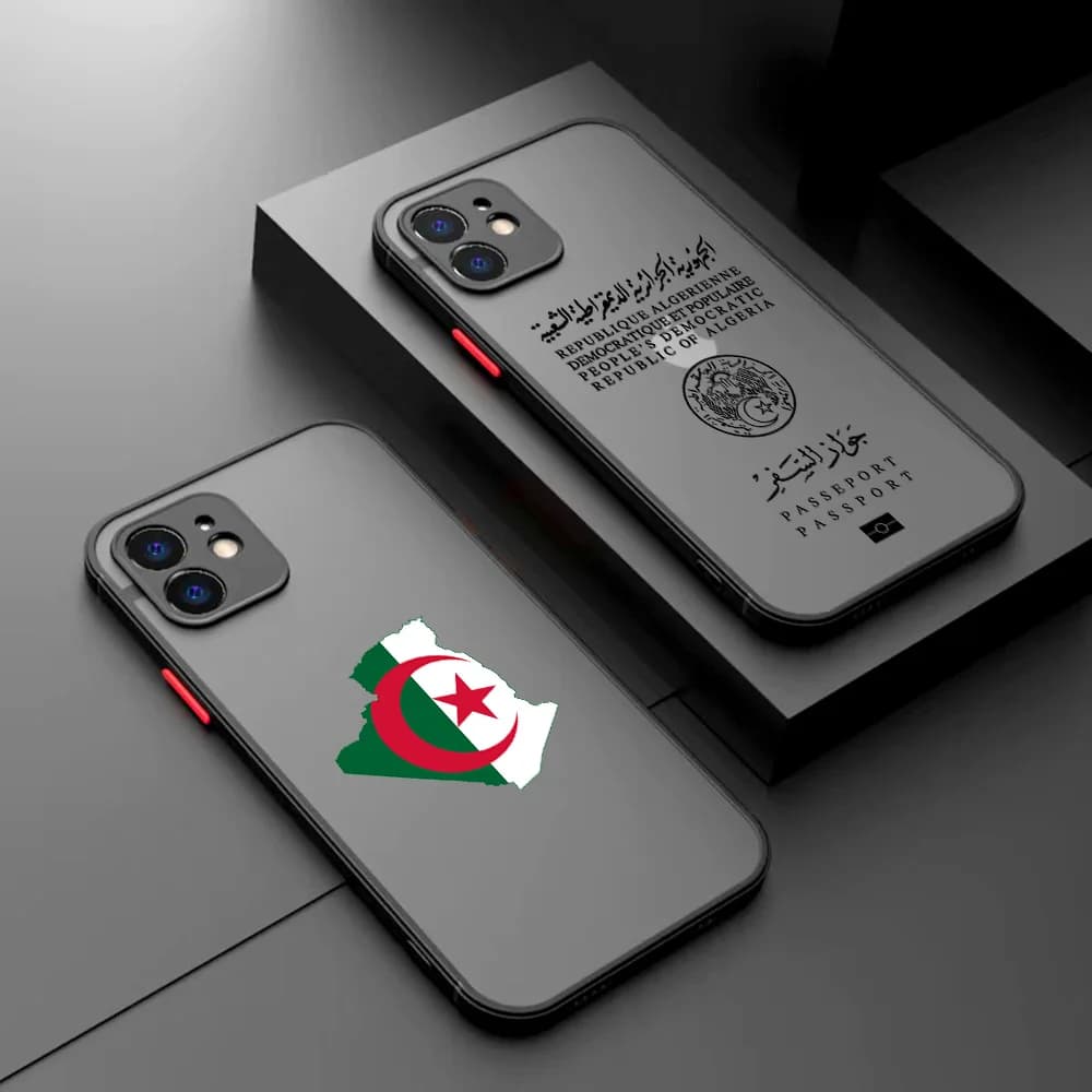 Mappa dell'Algeria Bandiera Passaporto Cassa Del Telefono Per Samsung Galaxy S25 S24 S23 S22 S21 S20 S10 FE Nota20 Plus Ultra Lite 5G Della Copertura Posteriore