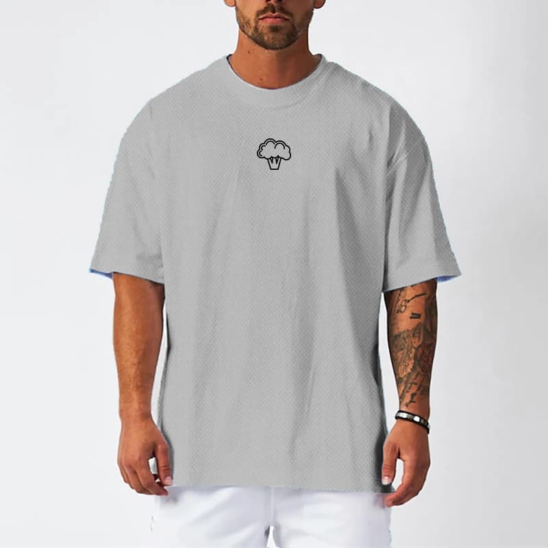 T-shirt da uomo oversize a maniche corte in rete ad asciugatura rapida per allenamento, corsa, palestra, fitness, bodybuilding, estiva.