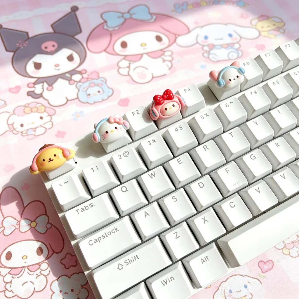 DIY Cute Girl Gift Cartoon KT Mechanical Keyboard Cap For Cherry MX Switch Personality Game Backlight Keycaps