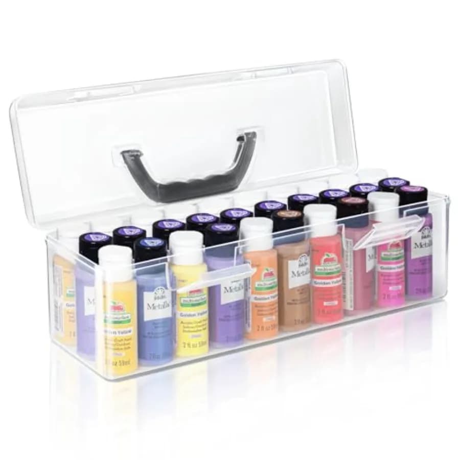Acrylic Paint Storage Box, 30 Bottles Capacity Acrylic Paint Organizer for 2 fl. oz Bottles, Craft Organizer