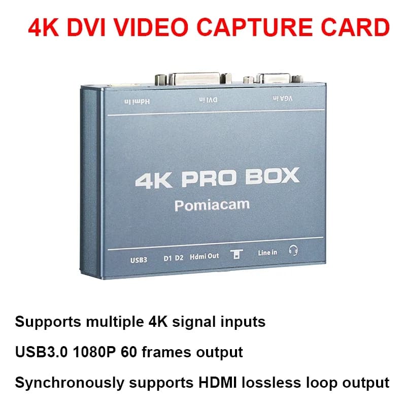 Scheda di acquisizione 4K PRO BOX DVI HDMI VGA a USB3.0 con uscita HDMI Loop 1080P 60fps per acquisizione video HD Plug and Play