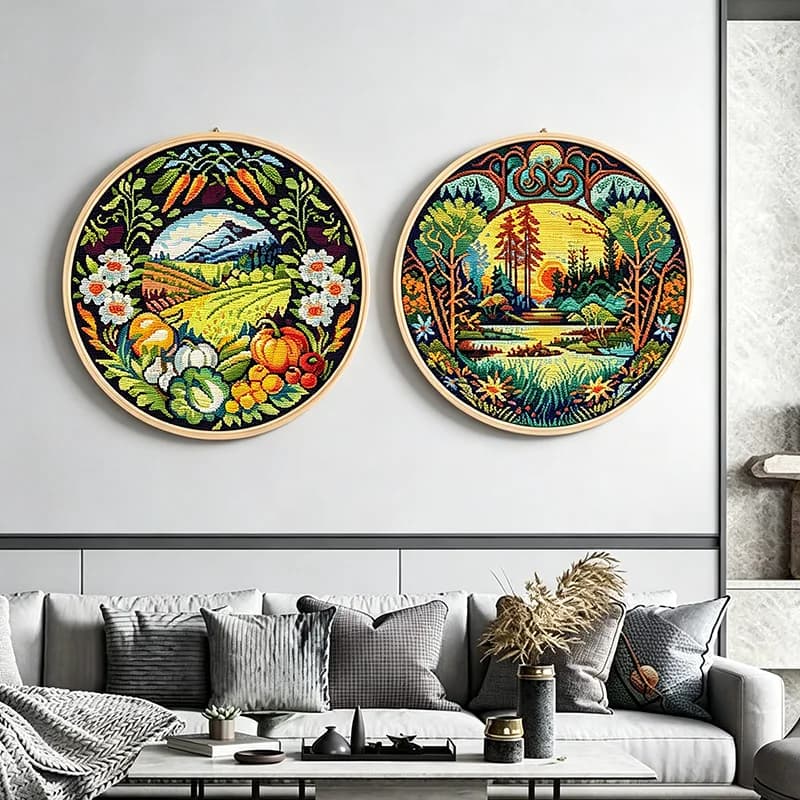 Joy Sunday Stamped Cross Stitch Kits 11/14/16CT Handmade Embroidery Needle Sets Bountiful Harvest Painting Craft Home Decor