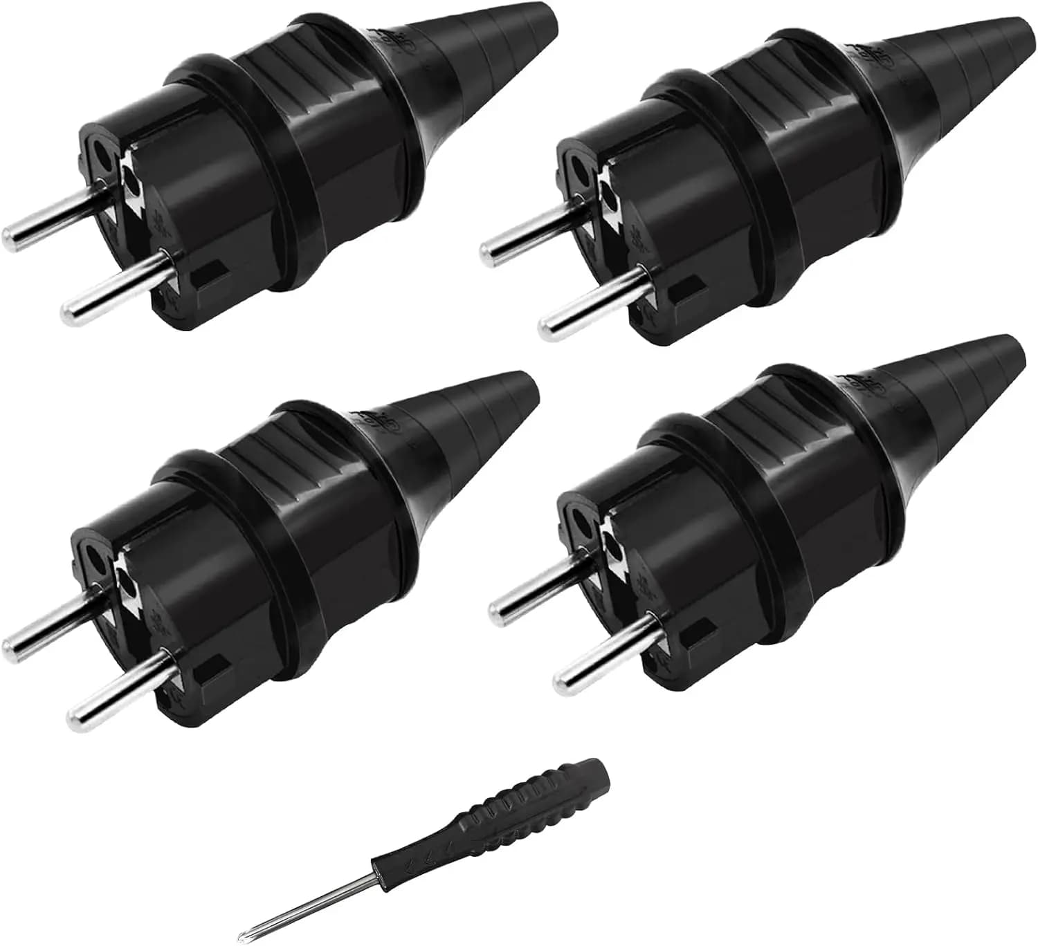 Adattatore di alimentazione CA con spina Schuko elettrica maschio da 4 pezzi UE con cacciavite, spina esterna 250 V IP44 connettore francese/all'inglese cablato