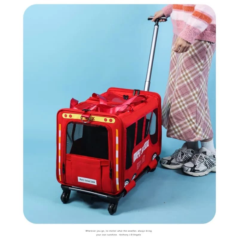 Portable Pet Bus Cat Carrier Backpack Large Space Breathable Travel Trolley Case for Cats