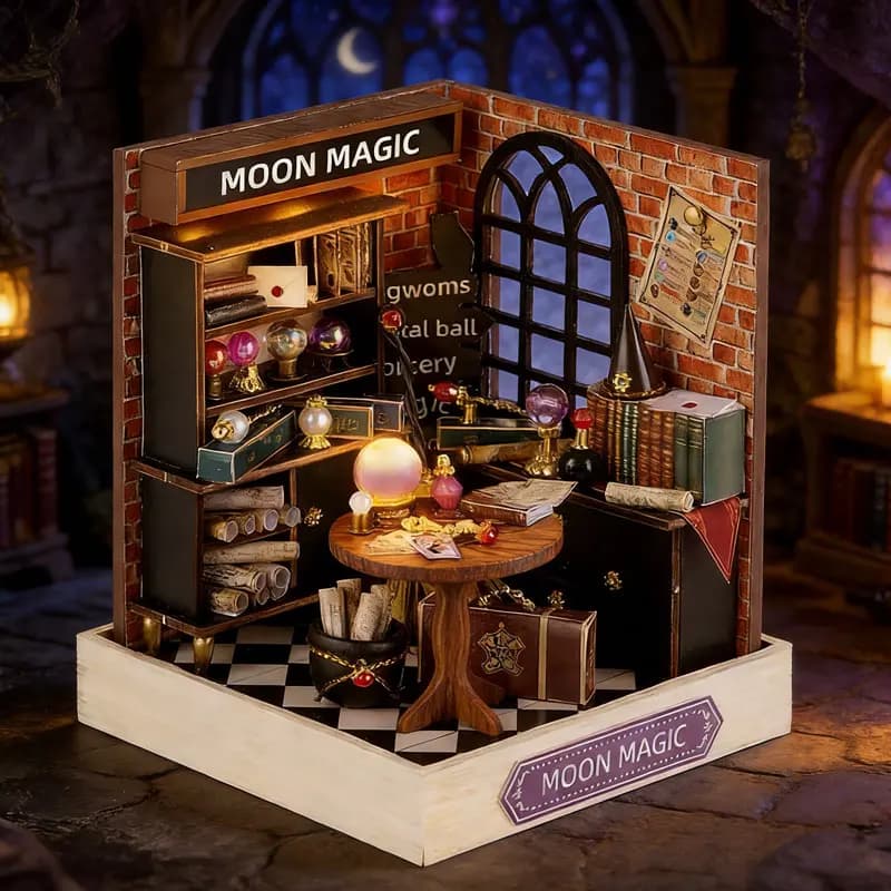 Kit Fai-da-Te per Casa delle Bambole in Miniatura, Puzzle 3D, Modellino con Arredamento, Decorazione per Camera da Letto, Casa delle Bambole in Legno