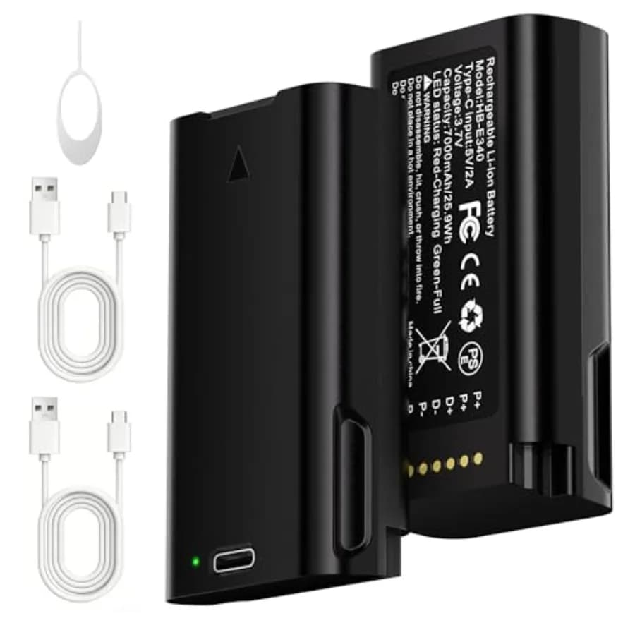 2-Pack Replacement Battery for eufy Video Doorbell E340: 7000mAh Li-ion, Type-C Charging, Black, Multi-Protection Backup Power