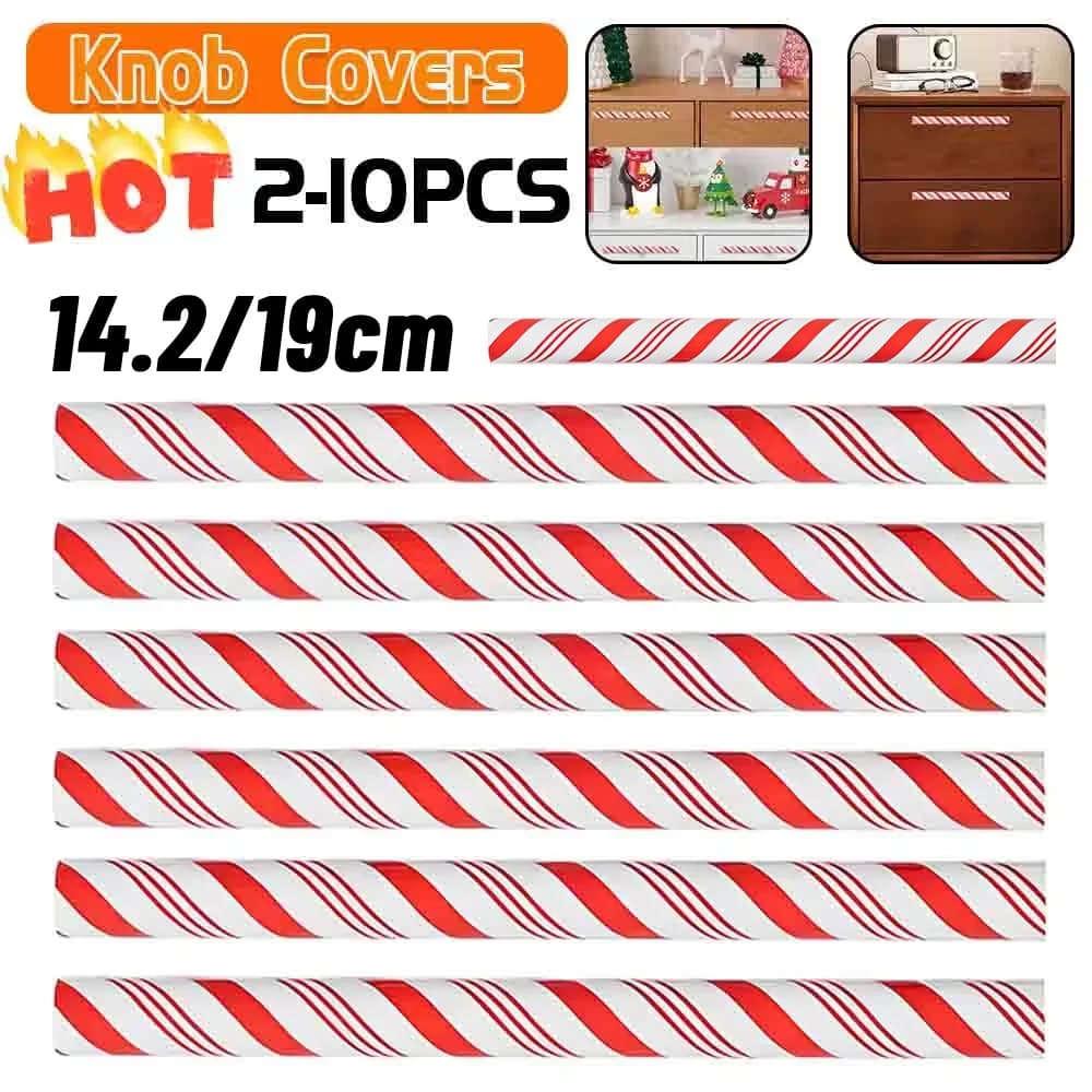 2-10Pcs Christmas Knob Covers Cabinet Dresser Pulls Christmas Drawer Knobs Microwave Oven Door Handle for Xmas Home Decoration