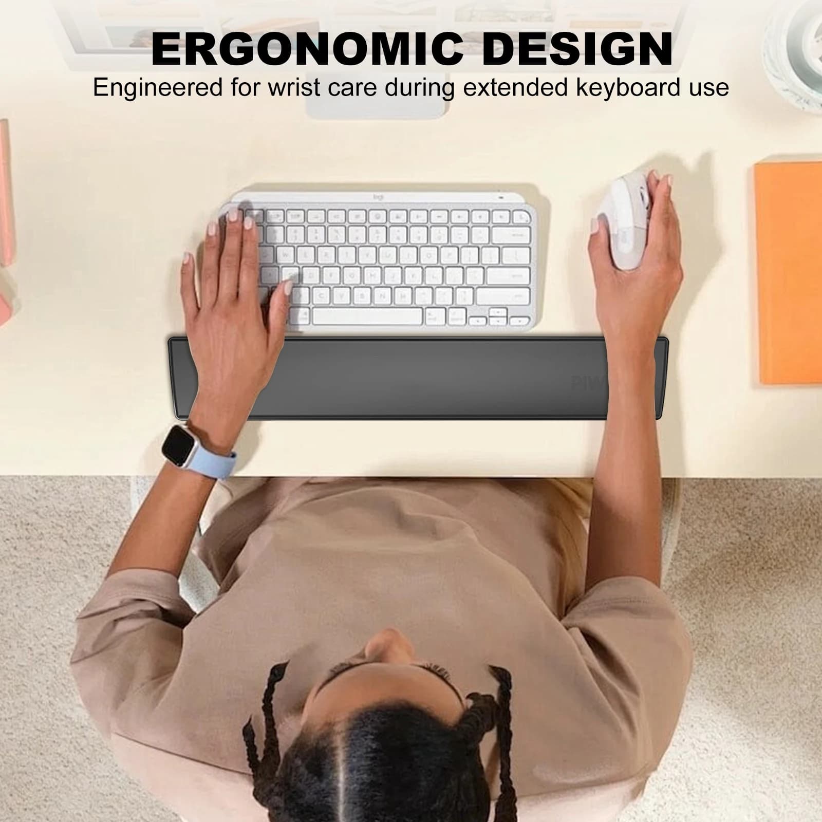 Poggiapolsi Ergonomico in Memory Foam per Tastiera, Supporto per Polso per Computer e Laptop, Casa e Ufficio