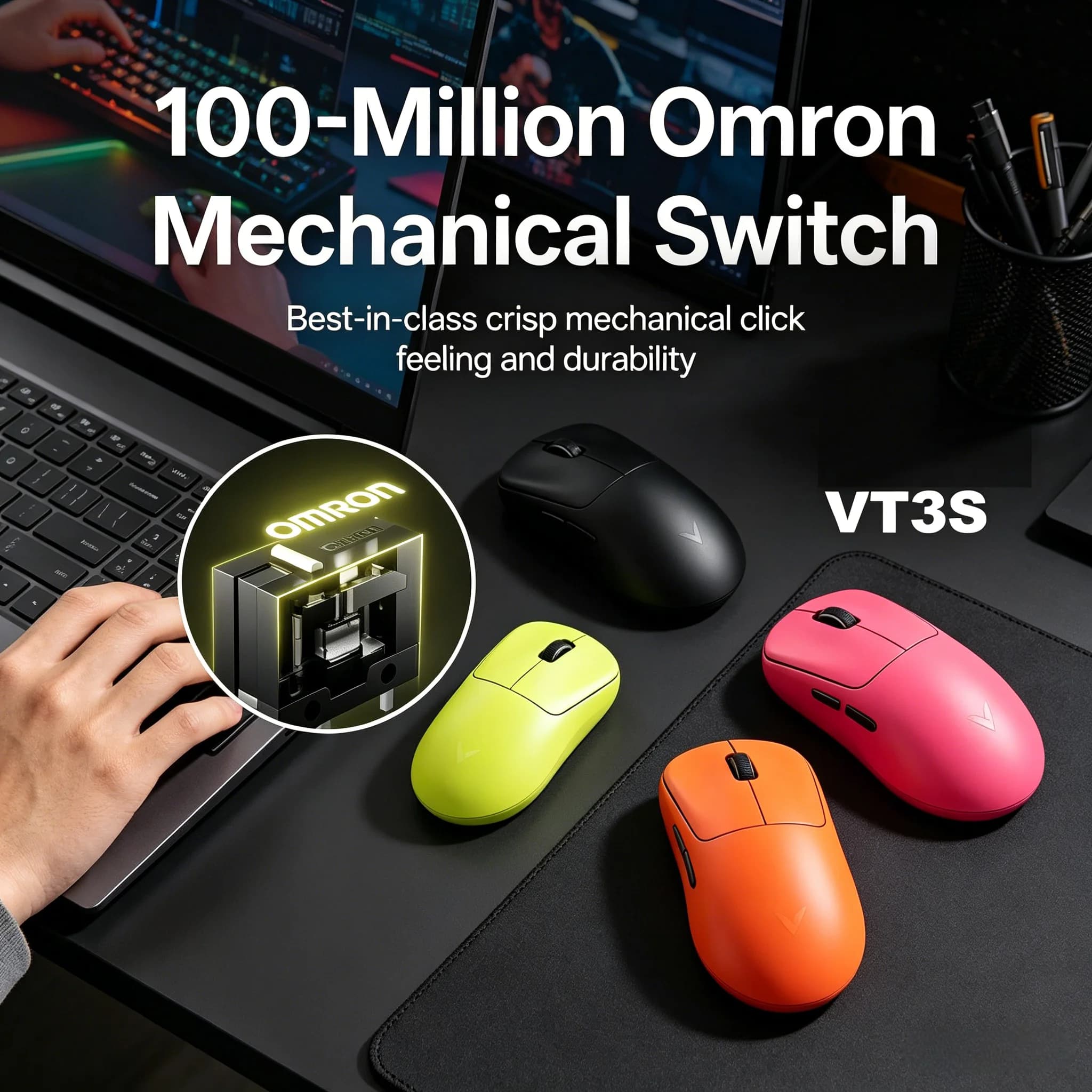 Mouse da Gaming Wireless Rapoo VT3S VT3S MAX GEN-2 True 8KHz, Ultra Leggero 49g, Batteria a Lunga Durata 750 Ore