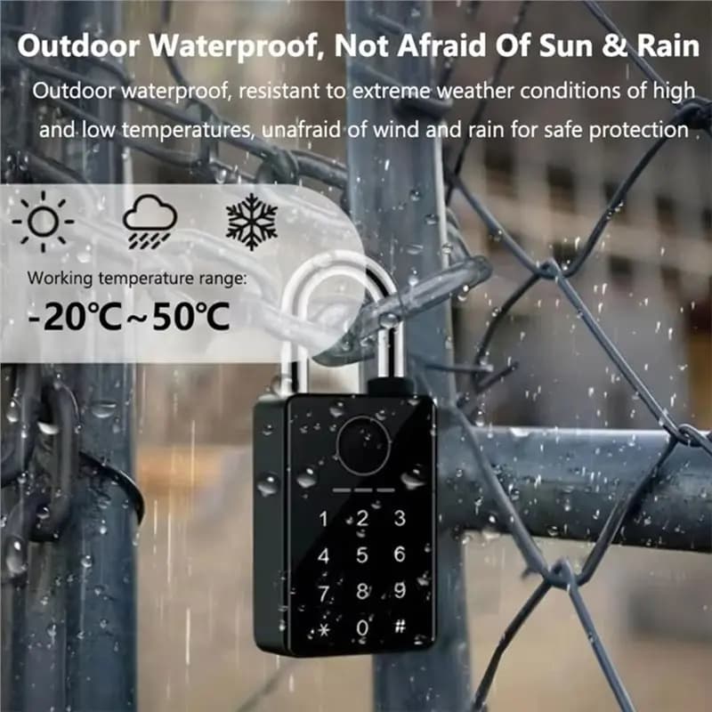 [NEWA76K!】 Tuya Smart Door Lock For Outdoor Gate Fingerprint Padlock APP Card Key Password RFID Electronic Unlocks