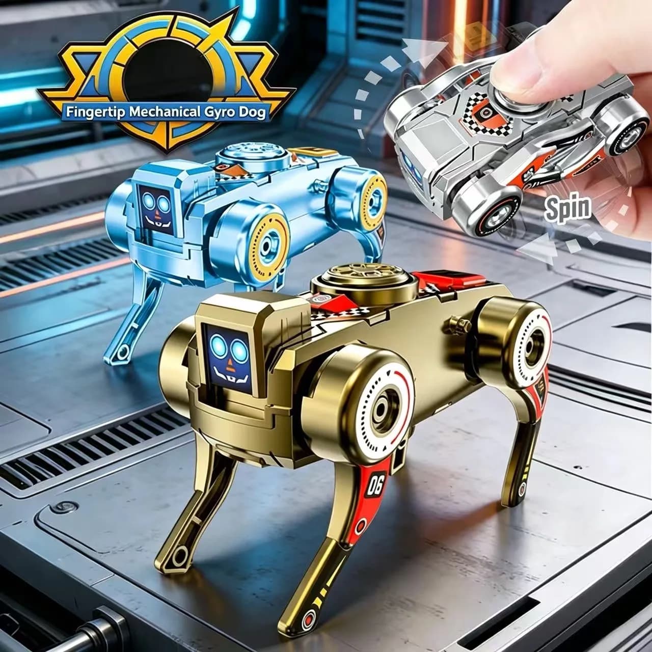 Giocattolo Fidget Spinner Robot Cane Trasformabile, Giocattolo da Scrivania Antistress per Ragazzi, Regalo di Compleanno Unico