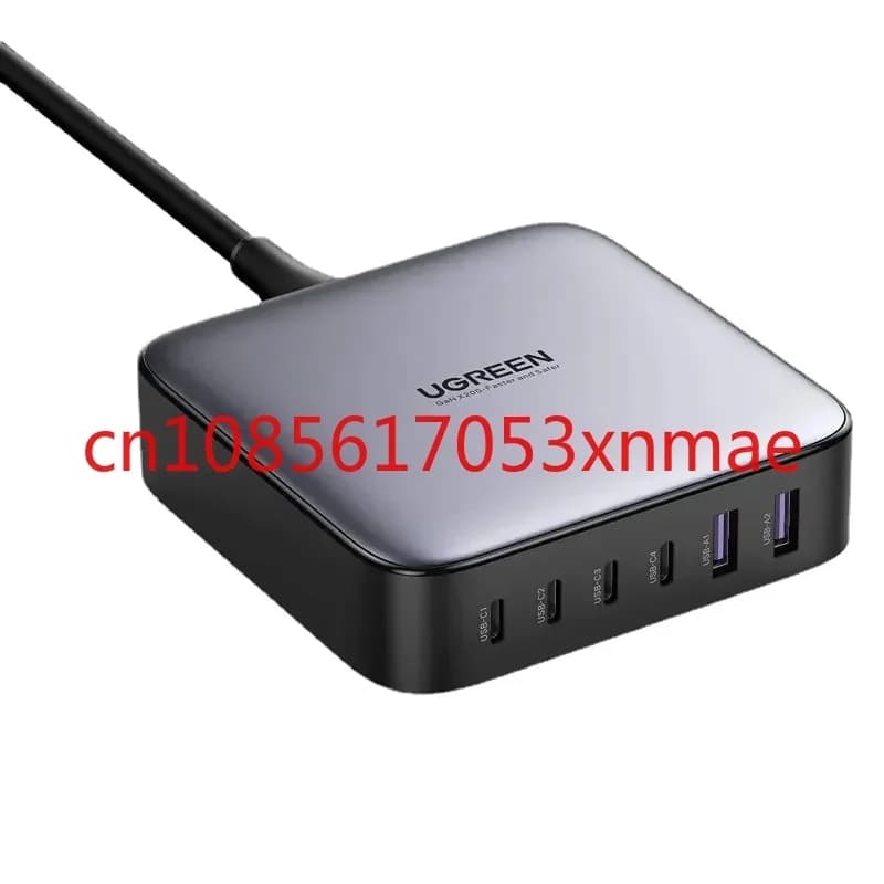 Ugreen Chargers Adapters 100W 200W USB C Desktop Charger Nexode 6 Ports GaN PD Fast Charger with 3FT USB C to C Charging Cable