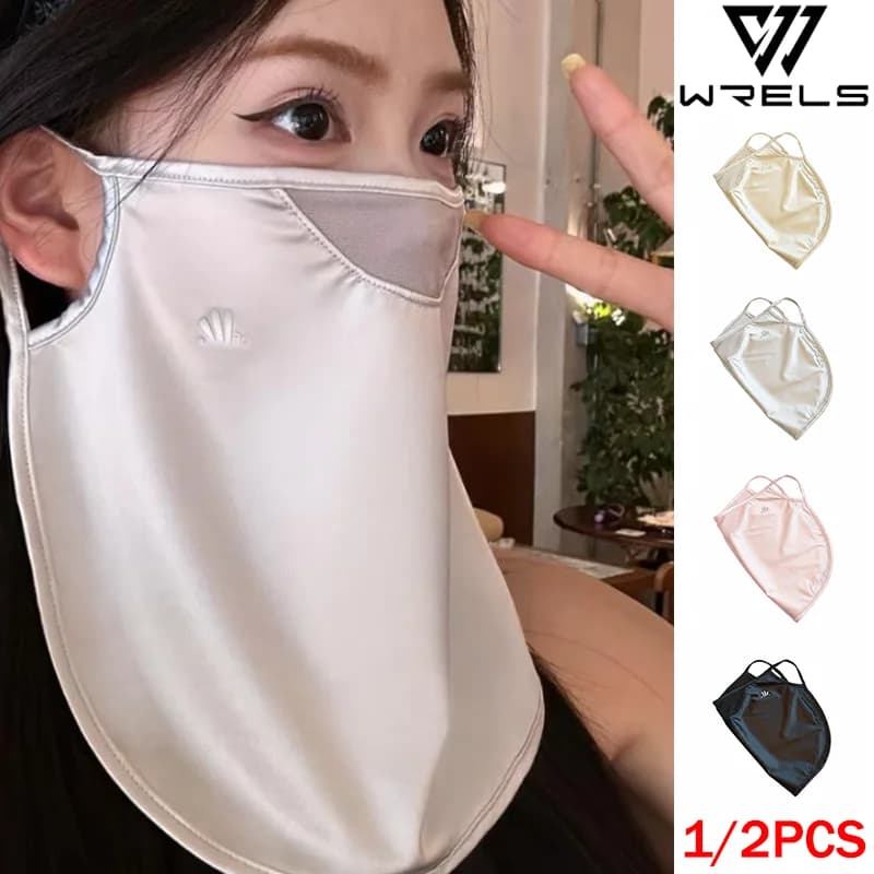 1/2PCS Sun Protection Mask Women Elegant Neck Protection Hiking Face Cover Breathable Anti-UV Sunshade Cooling Hiking Face Mask