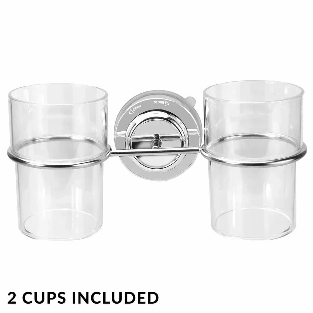 Nuovo supporto a ventosa per bagno portaspazzolino doppi kit strumenti per organizzare set di plastica in acciaio inossidabile 21,7 cm x 11,7 cm