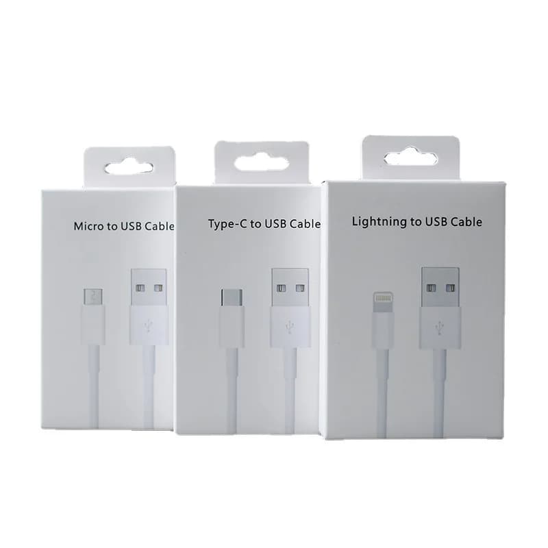 100Pcs Mobile Phone Data Cable Packaging Box For Android/Apple Data Cable Box Type-C/Micro/USB-A Data Cable Box