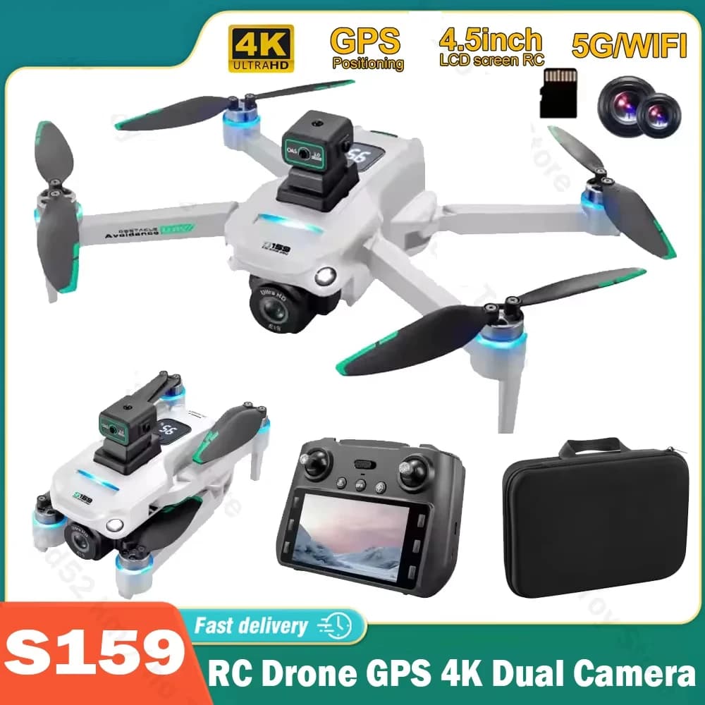 S159 RC Drone GPS 5G UVA Professionale HD 4K Doppia Fotocamera Fotografia Aerea a Quattro Assi con Schermo di Controllo Remoto 5G WIFI FPV Dron