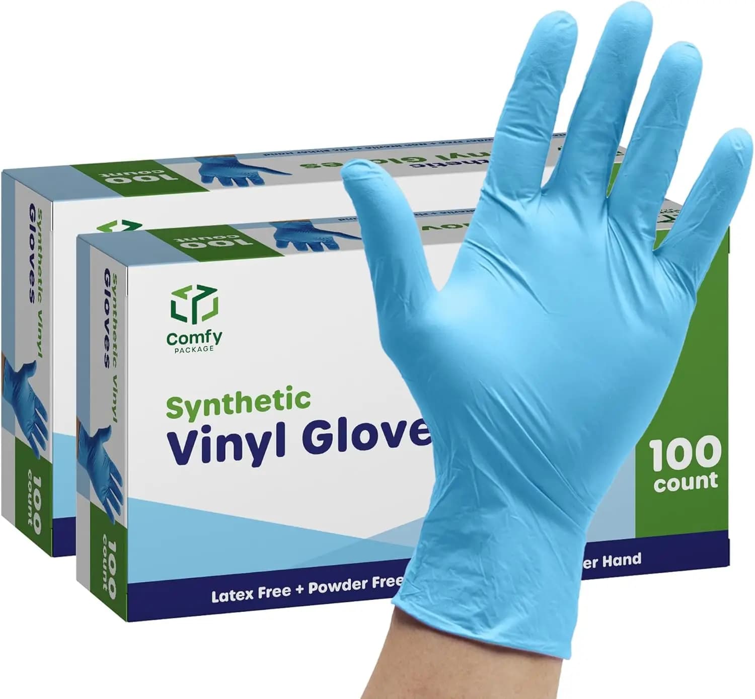 Guanti in Plastica Monouso Non Sterili, Senza Polvere e Senza Lattice, Miscela di Vinile per Preparazione Alimenti e Pulizie, Confezione Multipla