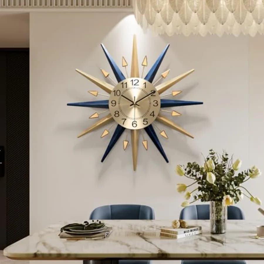 Orologio da Parete Grande Starburst, Orologio Decorativo Moderno Silenzioso a Batteria per Soggiorno/Cucina/Ingresso