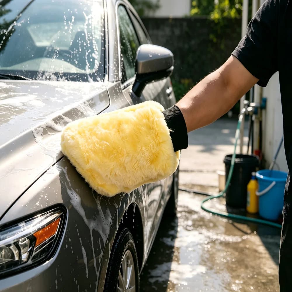 Guanto in Lana Morbida Avanzato per Lavaggio Auto, Guanto per Pulizia Auto, Guanto per Lavaggio Moto, Prodotti per la Cura, Ceratura e Lucidatura