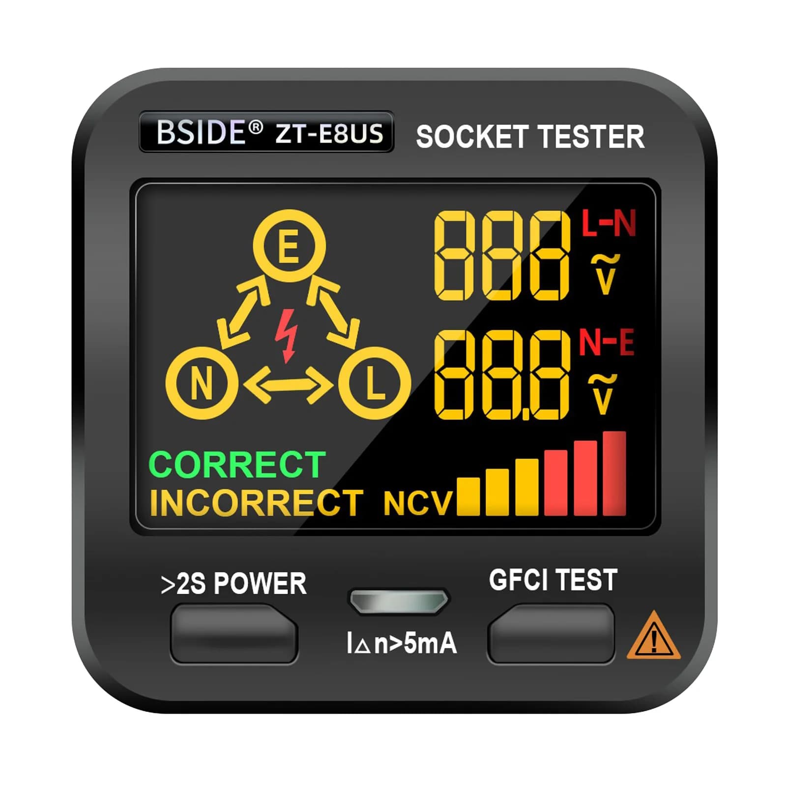 BSIDE Prese Tester Intelligent Voltage Detector RCD GFCI Testing NCV Live Neuter Test Wire EU US Spina Meter 2025 New