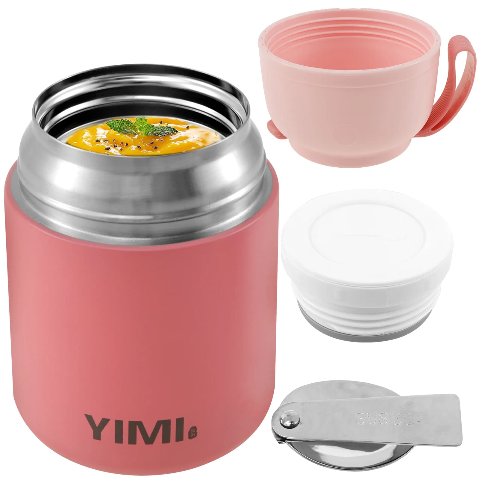 Tazza termica per zuppa isolata in acciaio inossidabile 530ml 480ml Scatola da pranzo portatile con cucchiaio Contenitore per alimenti Tazza sottovuoto Isolare Bento Box