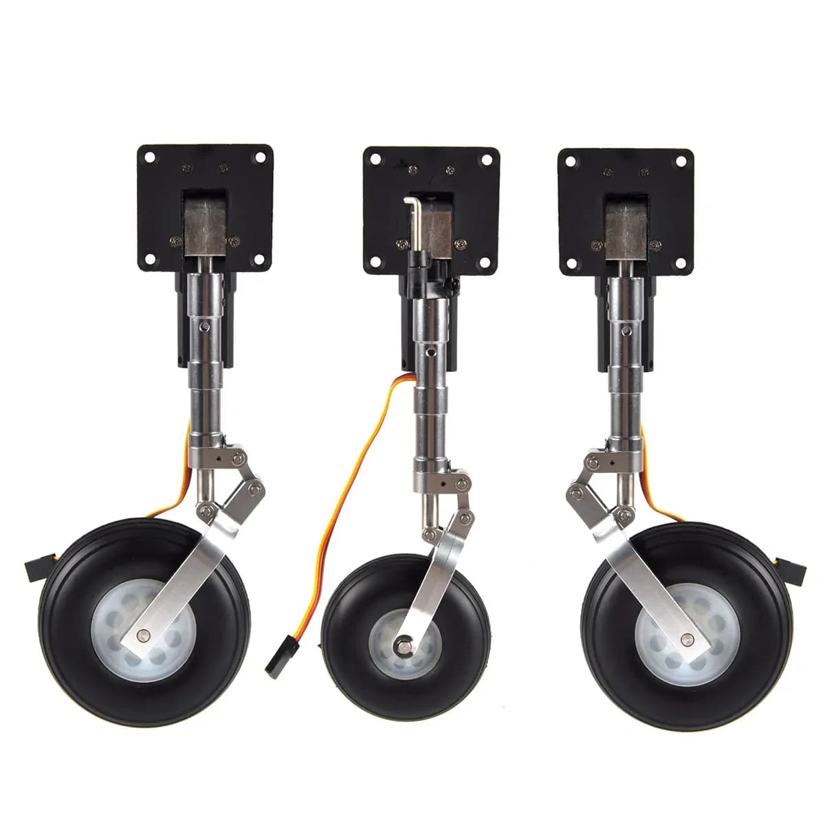 1 Set Carrello di atterraggio retrattile elettrico senza servo Carrello di atterraggio antivibrante con ruote 193mm per aereo RC Freccia rossa da 1,6 m