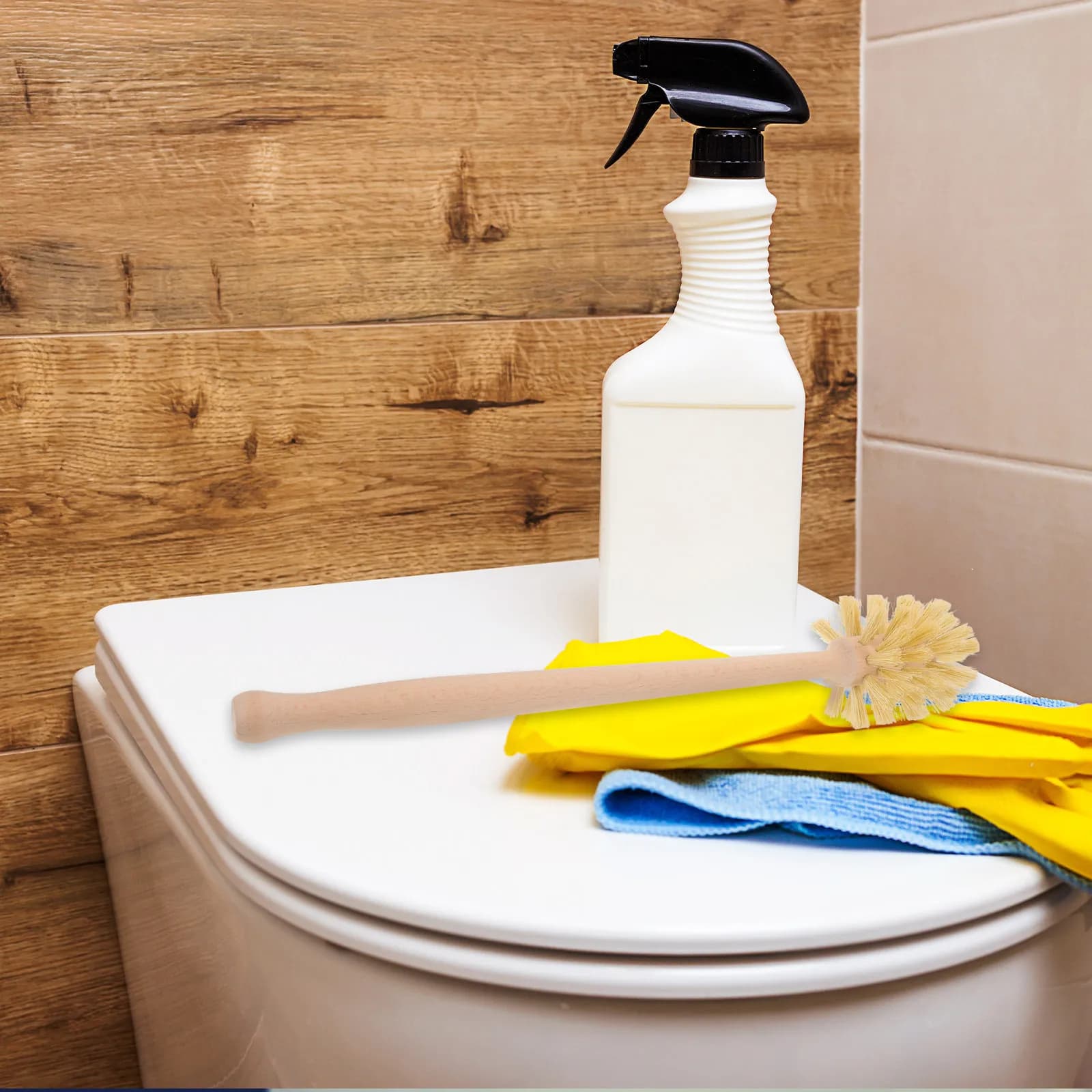 Set di 3 Spazzole per WC con Manico Lungo in Legno e Testa in Sisal per Pulizia Profonda, Strumento per la Pulizia del Bagno