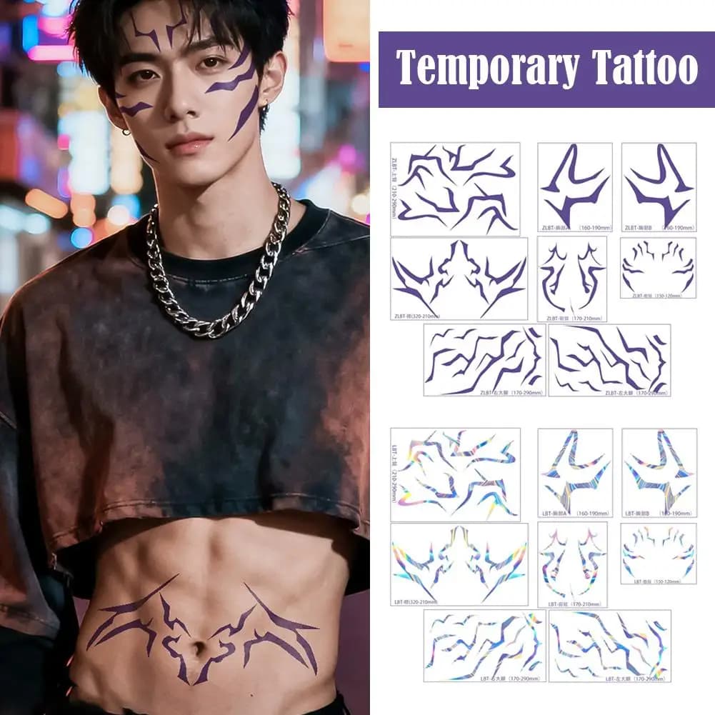Anime Huntrix Demo N Hunters K-Pop Devil Boys Jinu Rumi Tatoo Prop Tattoo adesivi a strisce per il corpo Costume Cosplay Festa di Halloween
