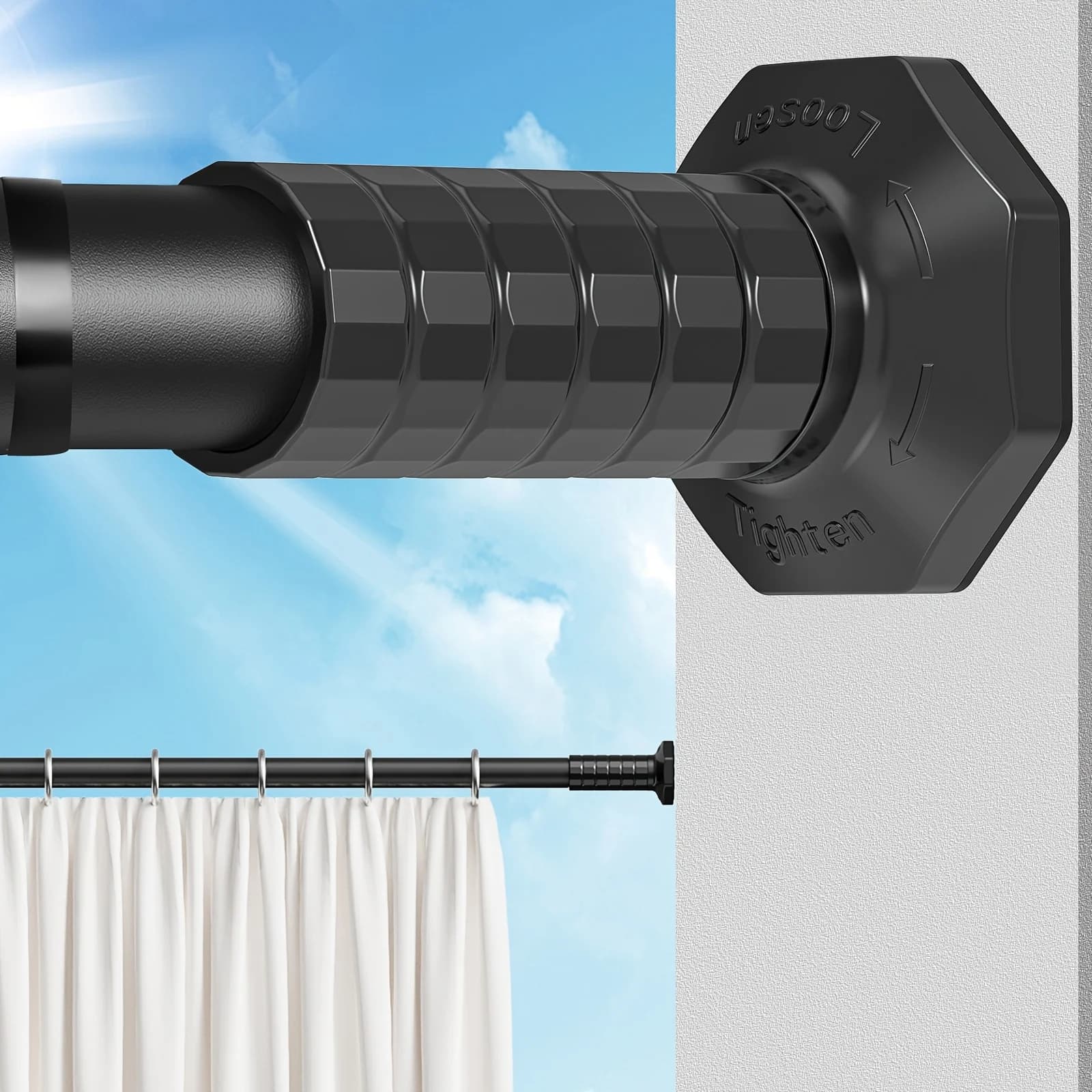 Set di Aste Telescopiche Regolabili per Tende 51-128 Pollici, Asta Telescopica Senza Foratura, Asta per Tenda Doccia, Asta a Molla Lunga per Bagno