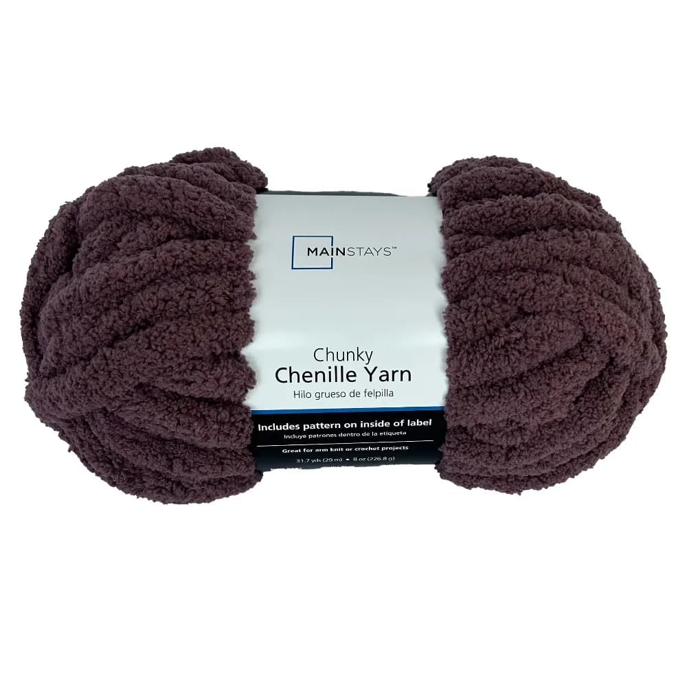 Super Bulky Chunky Chenille Yarn Soft Polyester Yarn for Hand Knitting Crochet DIY Craft Projects Thick Plush Roving Yarn 100% Polyester Purple 31.7 Yards