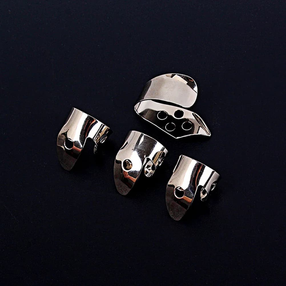 4 pezzi plettri per chitarra in metallo set plettro per pollice per chitarra acustica ukulele banjo plettro in acciaio inossidabile strumento durevole