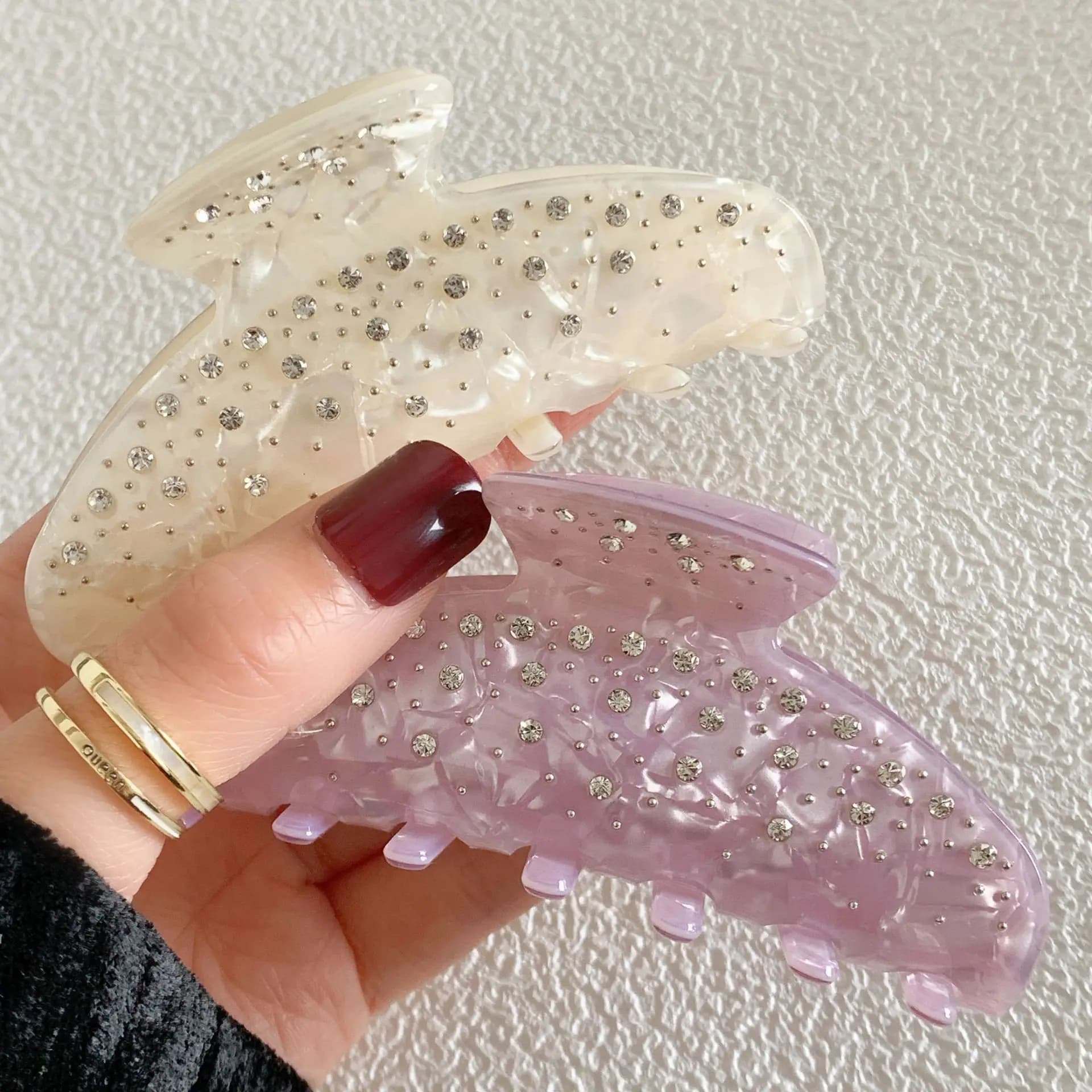 1Pcs Sweet Elegant Rhinestone Hair Claw Acetate Claw Clips Valentine's Day Gift Crab Hair Clips Hair Accessories for Women Girl