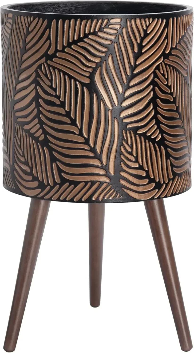 Vaso per Piante D'vine Dev da 14 Pollici con Supporto, Vaso Alto Stile Mid-Century con Gambe per Piante da Interno, Extra Large, Bronzo/Grigio, 88-L-D-