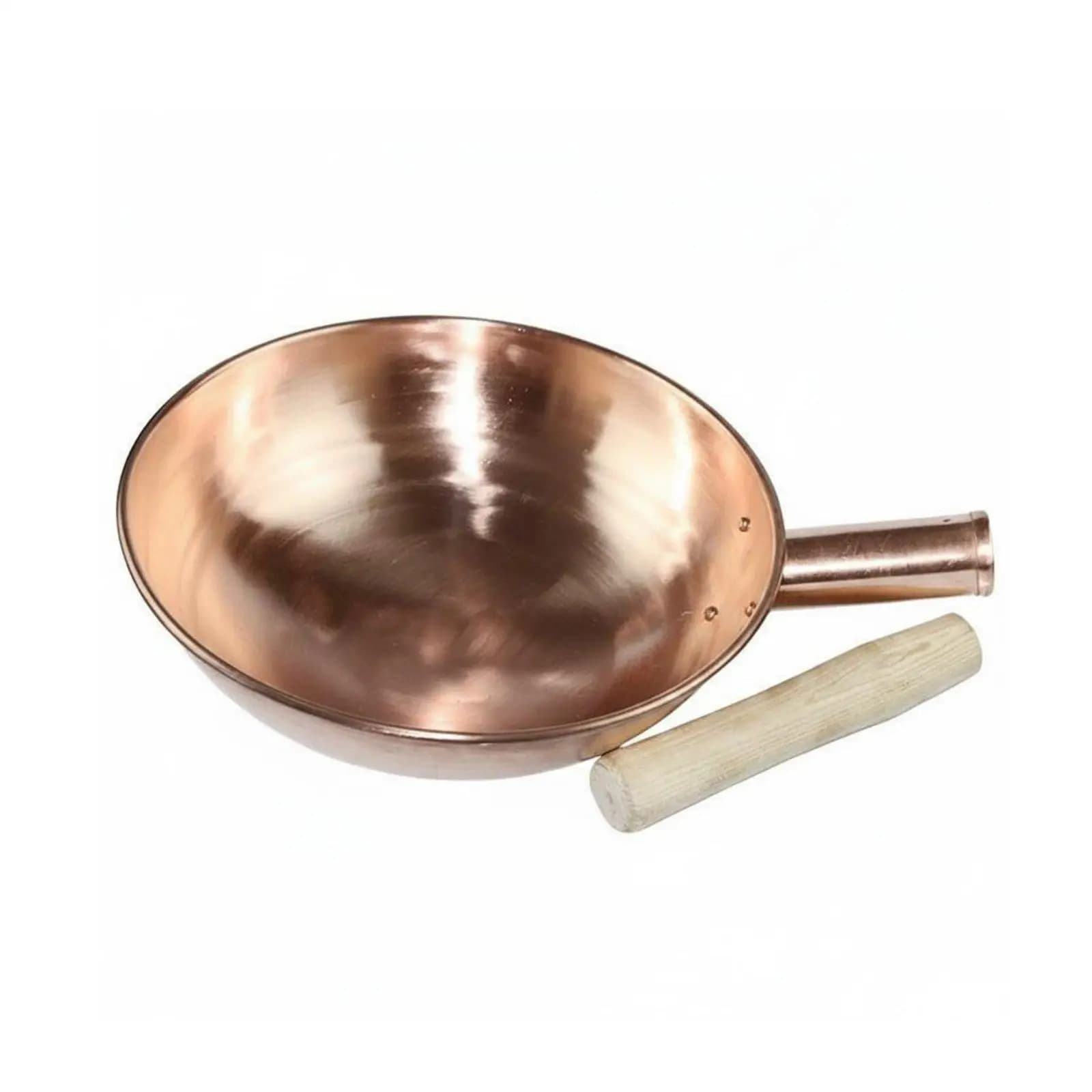 Red Copper Cooking Pan Long Handle Stir Fry Wok Durable Nonstick Frying Pan for Home Chef Kitchen Use