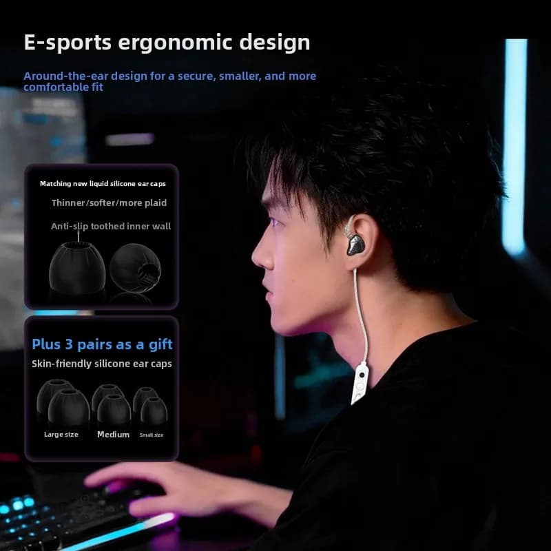 Gaming KZ Axas Battleaxe FPS, HiFi In-Ear Headphones with Double DSP Microphone for Professional Audio Positioning in Esports
