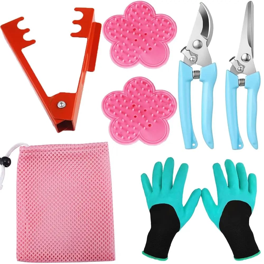 Kit 7 Pezzi per Rimozione Spine di Rose, Attrezzi per Giardinaggio con Forbici e Guanti per Composizioni Floreali