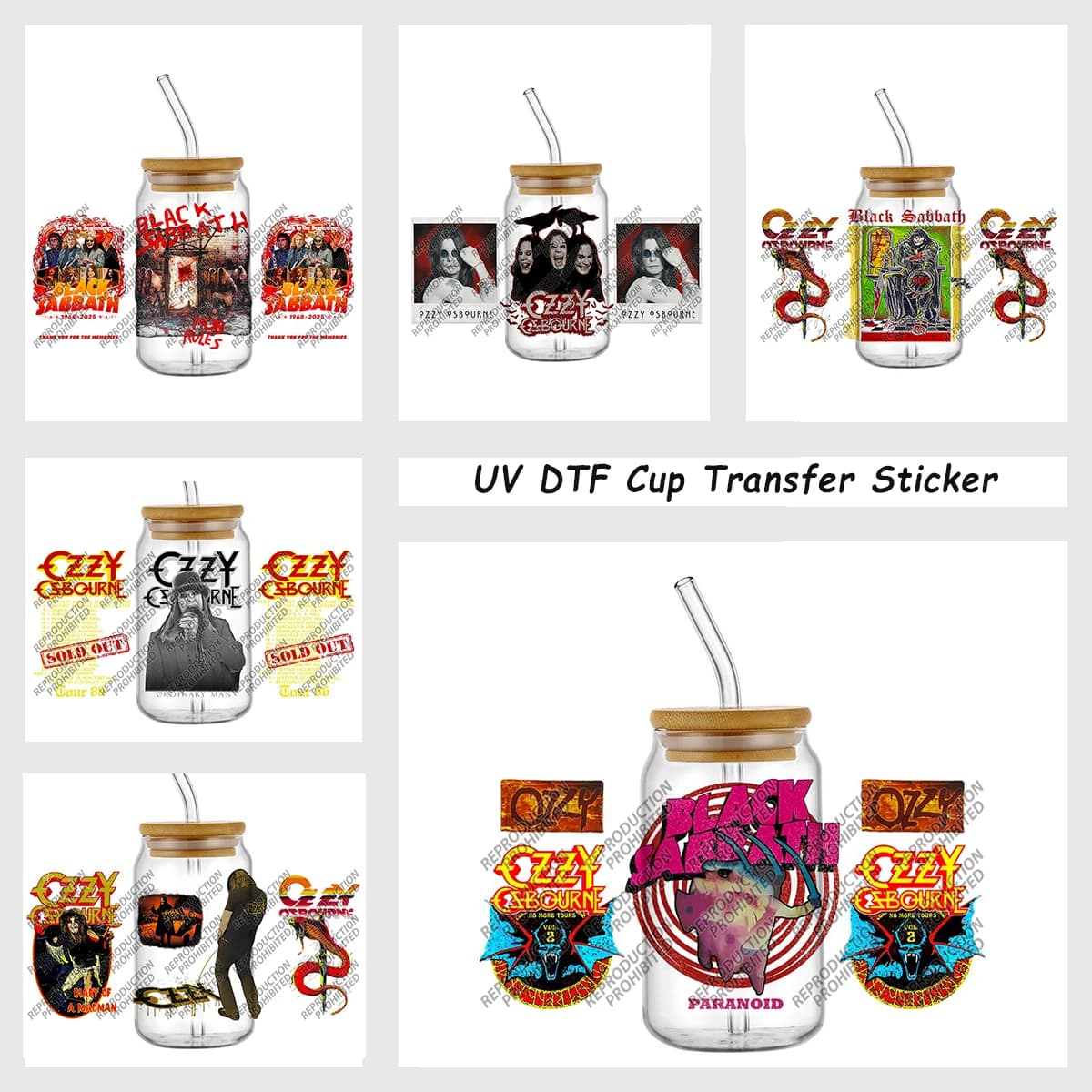 Vintage Heavy Metal Cross Art UV DTF Cup Transfer Sticker Rock Music Style Decal For Libbey Glass Can Tumbler DIY Decal