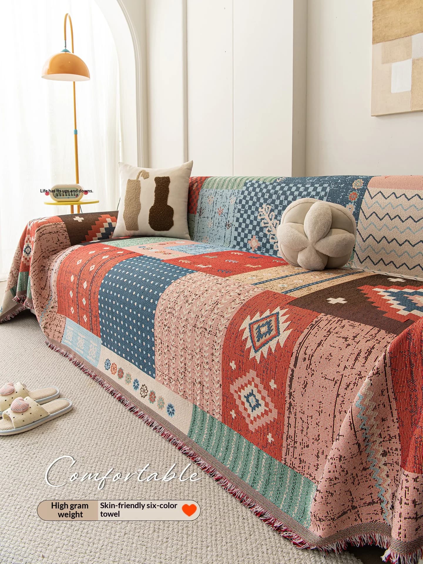 Copridivano 3 Posti Designer per Soggiorno, Copertura per Divani, Copertura per Mobili, Utilizzo Bifacciale, Protegge dai Graffi dei Gatti, Coperta per Divano