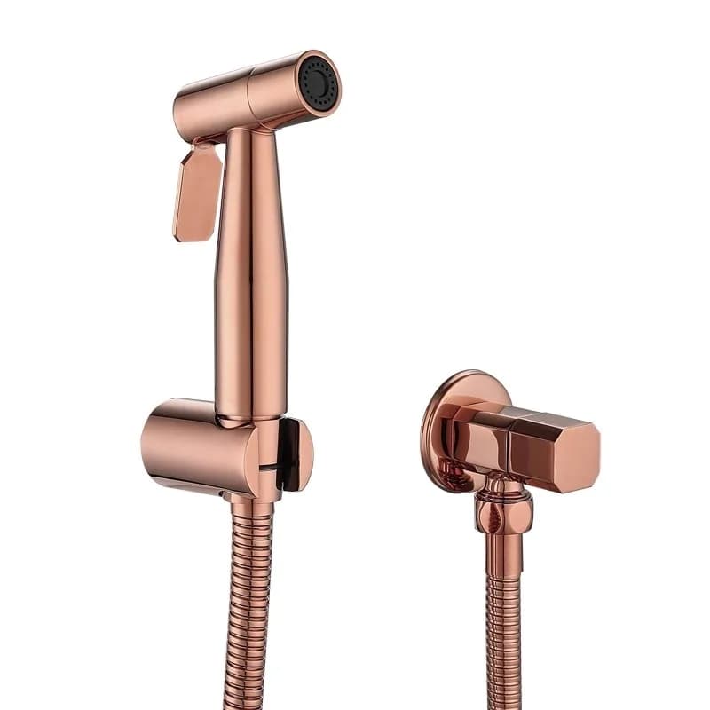 Rubinetto per bidet WC in oro spazzolato Acqua fredda Kit spruzzatore per WC in oro rosa Rubinetto per WC a mano in ottone Soffione doccia spruzzatore