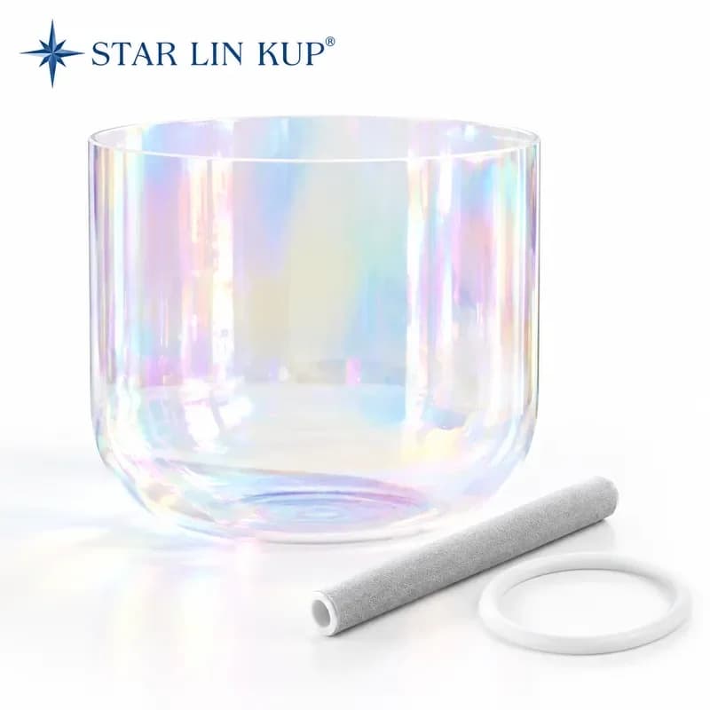 STAR LIN KUP 6 Inch Natural Clear Quartz Crystal Singing Bowl Cosmic Light Alchemy Sound Healing Meditation Yoga Chakra