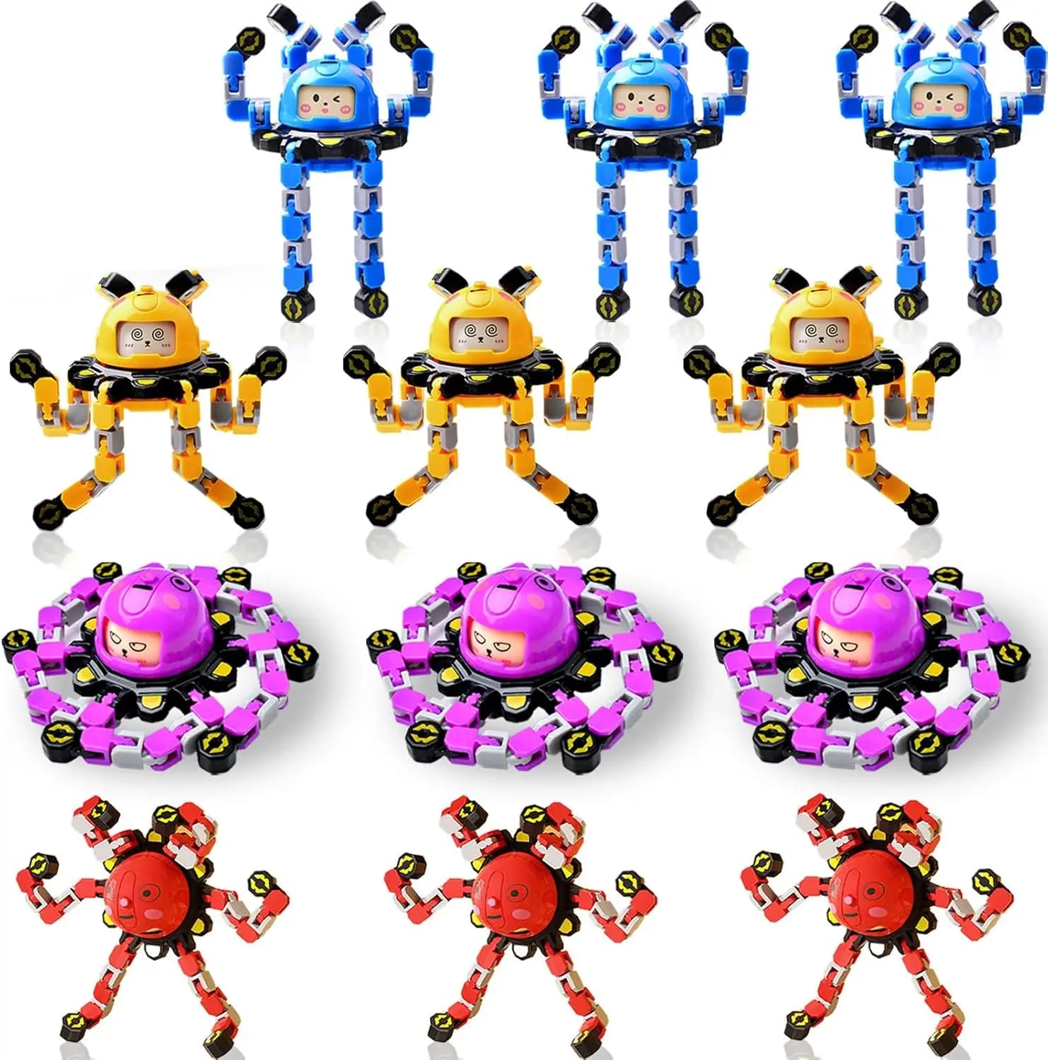 Set di 12 Fidget Spinner Trasformabili per Bambini e Adulti, Giocattoli Sensoriali per Supporto Autismo e ADHD, Regali per Feste e Viaggi