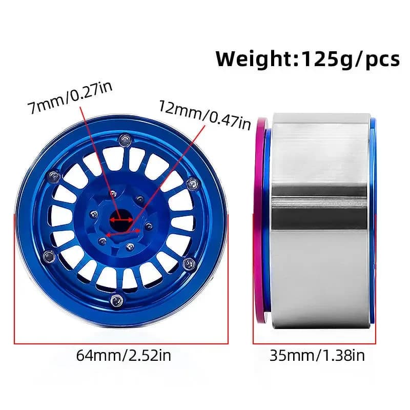 Mozzo ruota per auto da arrampicata da 2,2 pollici per CROSS YK TRX4 SCX10 Hyper GO MJX H8H RC Auto in metallo Aggiornamento OP Accessori Parti