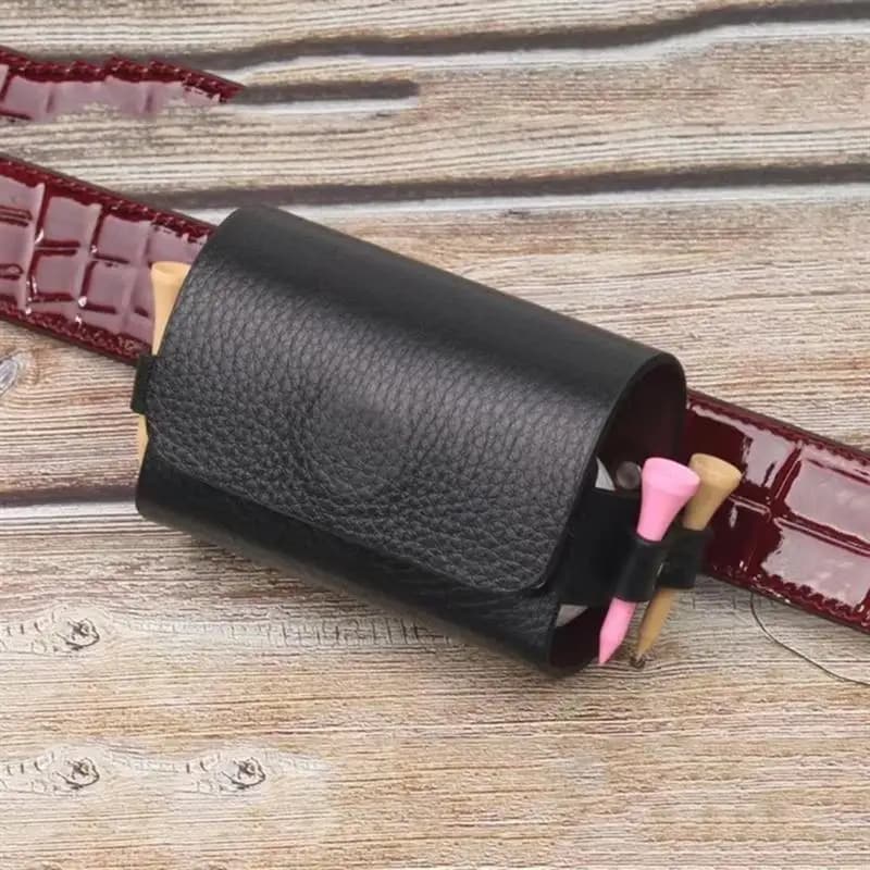 Portable Golf Waist Holder Bag Leather Golf Ball Storage with Holder
