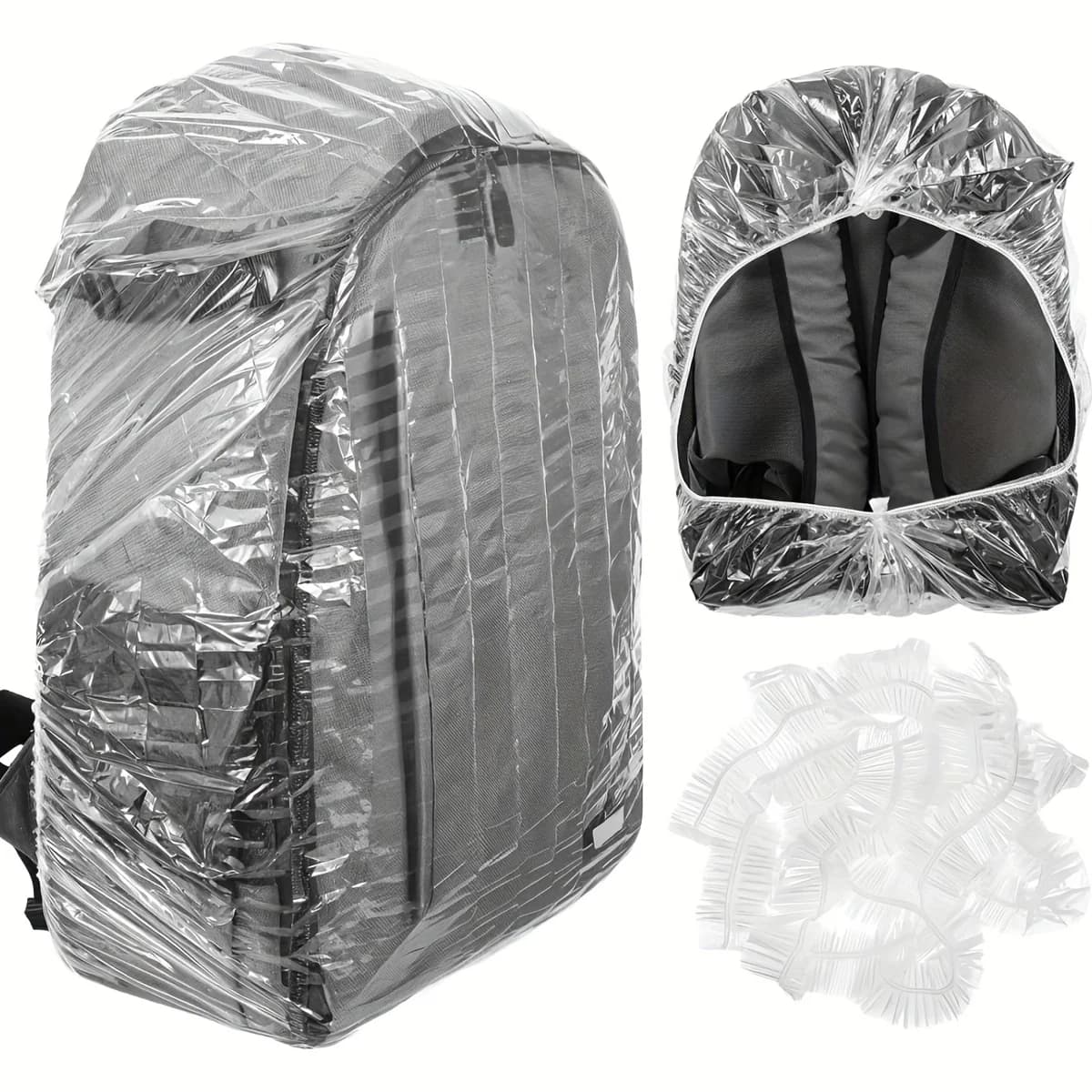 10Pcs Elastic Disposable Backpack Rain Cover Scalable Waterproof Dustproof Cover for Hiking Cycling Camping Travel