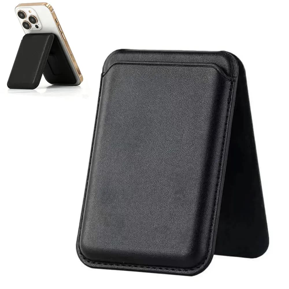 Supporto Magnetico per Telefono Compatibile con Custodie Magnetiche Magsafe iPhone 17~12 Pro Max, Supporto Pieghevole per Cellulare con Porta Carte in Pelle