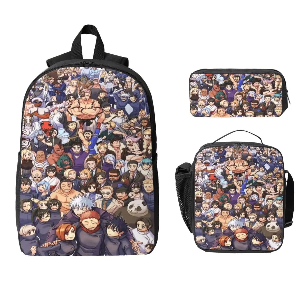 3Pcs Jujutsus Kaisens Theme Backpack Set for Girls Boys Pencil Boxes Bookbag Sets with Lunch Box For School Students Knapsack