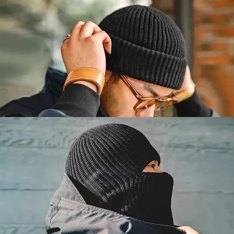 Uomo Inverno Skullies Berretti Cappelli per le donne Sciarpa di lana lavorata a maglia Berretti Passamontagna Maschera Gorras Cofano spesso caldo cappello fatto a mano