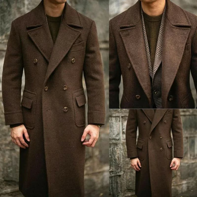Abiti blazer da uomo marroni invernali formali 1 pezzo doppio petto con risvolto giacca lunga abbigliamento maschile personalizzato costume Terno